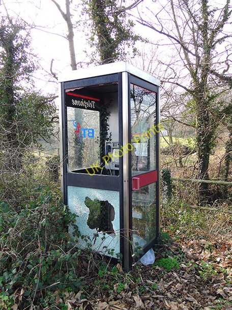 Photo 6"x4" Vandalised telephone box at Kelsale Saxmundham c2011