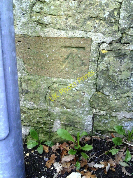 Photo 6"x4" Benchmark on wall beside steps at Court Ash Yeovil c2011