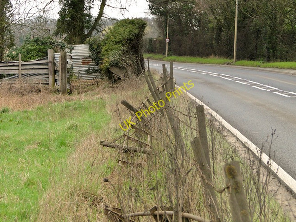Photo 6"x4" Broken chestnut fencing beside the A47, Lynn Road Fair Green c2011