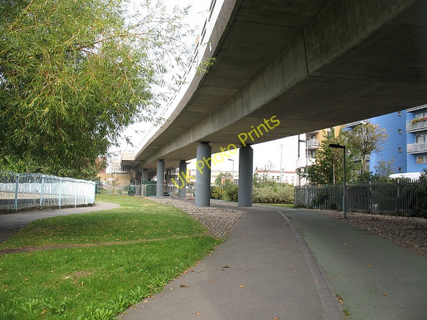 Photo 6"x4" Cycle path under the DLR viaduct Deptford\/TQ3677 c2009