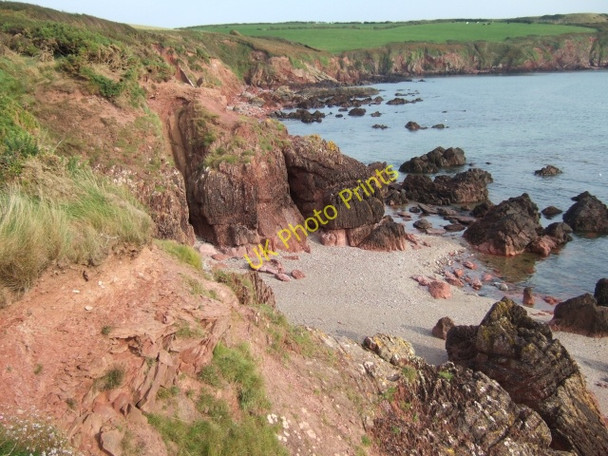 Photo 6"x4" Beach and cliffs at Sandy Haven Herbrandston c2009