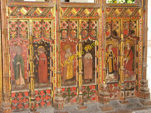 Photo 6"x4" St Catherine's church - rood screen panels Ludham c2007 P1