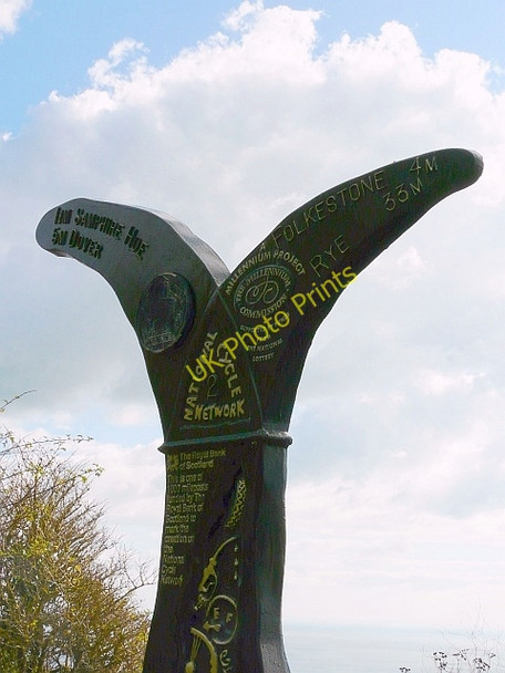 Photo 6"x4" Detail of NCN milepost, Capel-le-Ferne Capel-le-Ferne c2009
