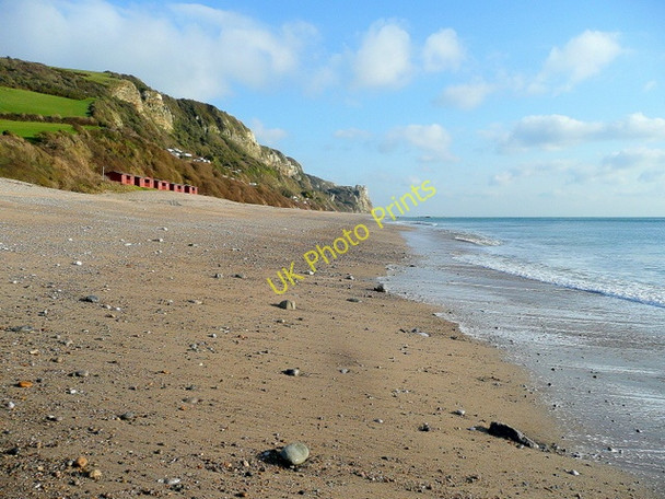 Photo 6"x4" Branscombe beach - looking east Vicarage c2009