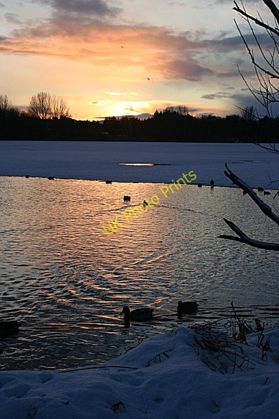 Photo 6"x4" Winter Sunset on Forfar Loch Forfar c2010