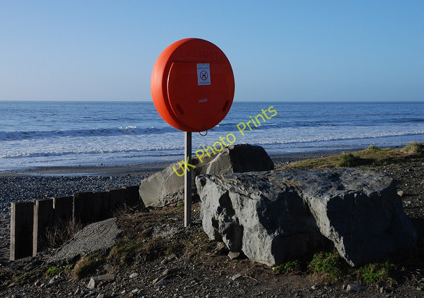 Photo 6"x4" Lifebuoy, Clarach south beach Aberystwyth c2010