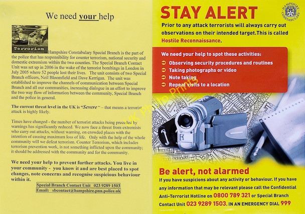 Photo 6"x4" Special Branch notice in Meon Hall Corhampton c2010