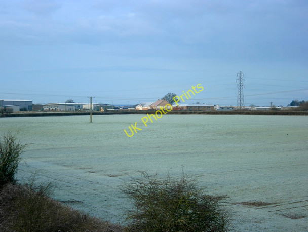 Photo 6"x4" 2010 : Frosty field from Pot Lane railway bridge Berkley Marsh c2010