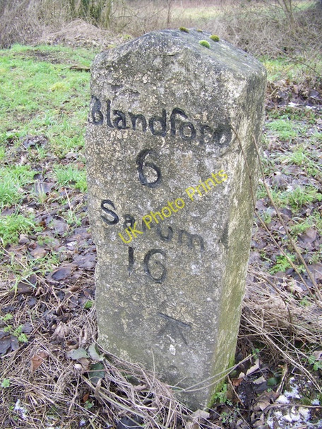 Photo 6"x4" Milestone near Chettle Chettle c2010