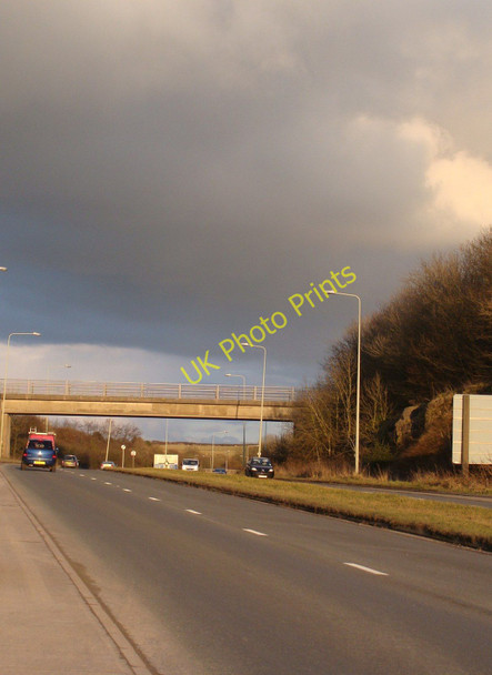 Photo 6"x4" Bridge over the A4229,  and stormy weather South Cornelly c2010