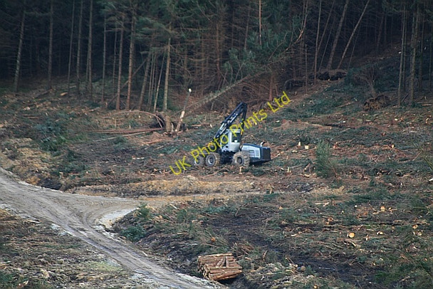 Photo 6"x4" Tree Felling Machine in Cropton Forest Stape c2008