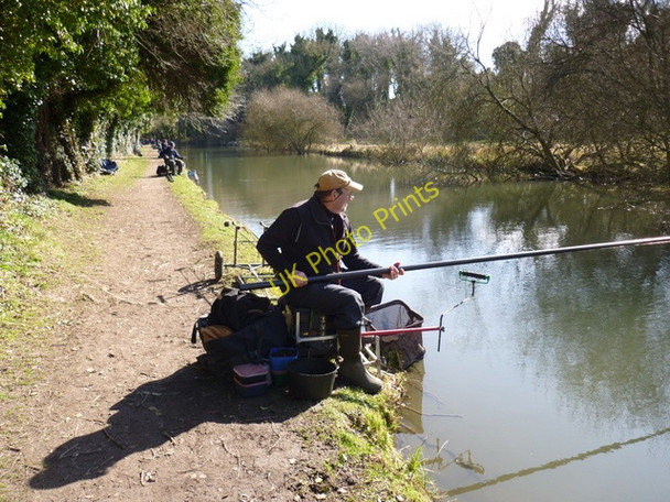 Photo 6"x4" Fishermen in focus on the Kennet & Avon canal Wawcott c2010