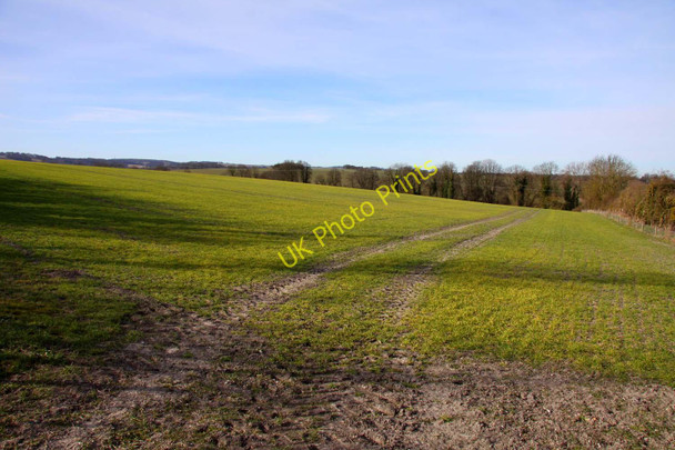Photo 6"x4" Looking over a field towards Lockinge East Ginge c2010