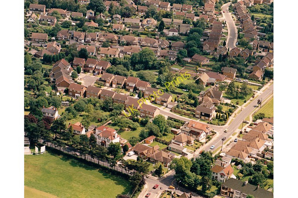 Photo 6"x4" Aerial view of Scrub Lane and Rectory Road, Hadleigh Hadleigh\/TQ8187 c1987