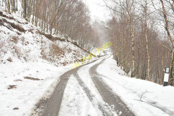 Photo 6"x4" Snowy road in Glen Nevis Uamh Showhairle (Cave) c2010