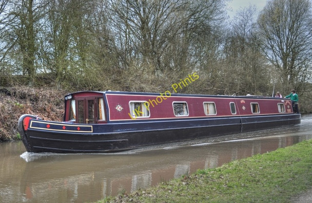 Photo 6"x4" Narrowboat cruising along the Coventry canal Alvecote c2010