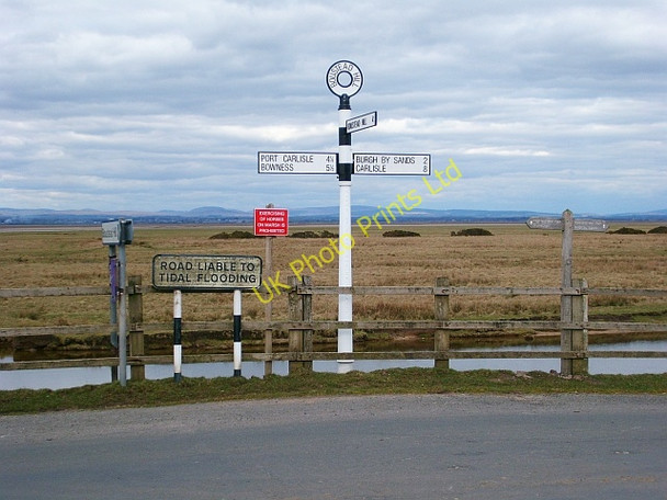 Photo 6"x4" Signs on road by Burgh Marsh Boustead Hill c2008