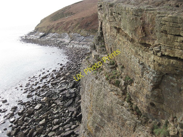 Photo 6"x4" Cliffs and bedding planes near Trwyn Llech-y-doll Mynydd Gilan c2010