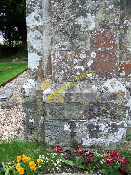 Photo 6"x4" Bench Mark, St Peter's Church Swallowcliffe c2010