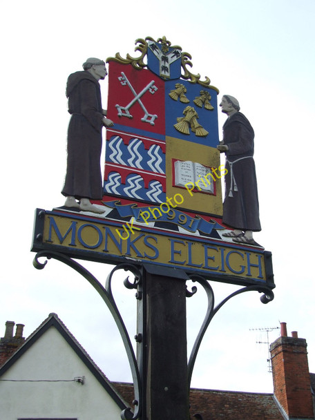 Photo 6"x4" Monks Village Sign Monks Eleigh c2011