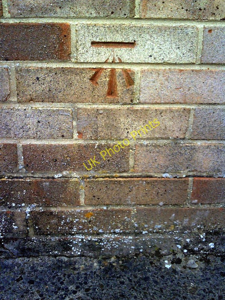 Photo 6"x4" Benchmark on the side of #193 Moorland Road Witney c2011