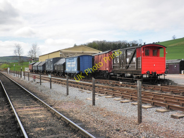 Photo 6"x4" Goods wagons in the yard, outside the S&DR museum, Washford Washford\/ST0441 c2011
