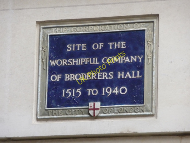 Photo 6"x4" Blue plaque on site of Broderers' Hall, Gutter Lane, London EC4 London c2011