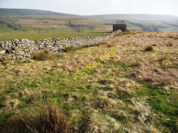 Photo 6"x4" Field barn and drystone wall Garsdale Head c2011