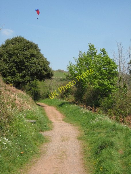 Photo 6"x4" Paraglider over the coast path Cawsand c2011