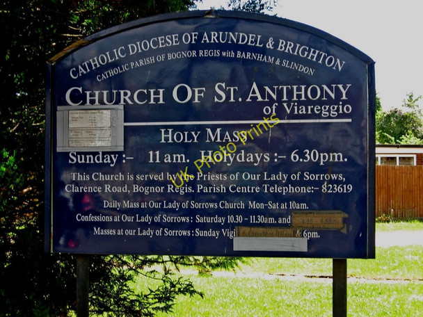 Photo 6"x4" Church of St. Anthony of Viareggio (2) sign board, Gossamer Lane, Rose Green, Aldwick Rose Green\/SZ9099 c2010
