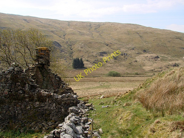 Photo 6"x4" Ruined farmhouse and the Hengwm valley Banc Lluestnewydd c2011