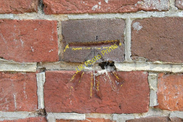 Photo 6"x4" Benchmark on the parapet Aldermaston Wharf c2011
