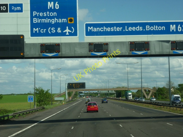 Photo 6"x4" A footbridge over the M62, west of junction 10 Cinnamon Brow c2011
