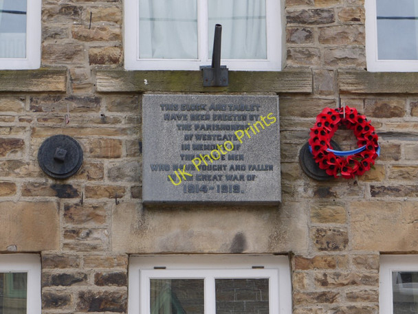Photo 6"x4" War Memorial plaque, Westgate Village Hall Westgate\/NY9038 c2011