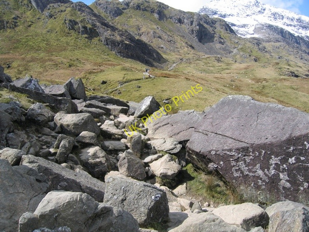 Photo 6"x4" A walk up the Pyg track - a rocky section Gwastadnant c2008