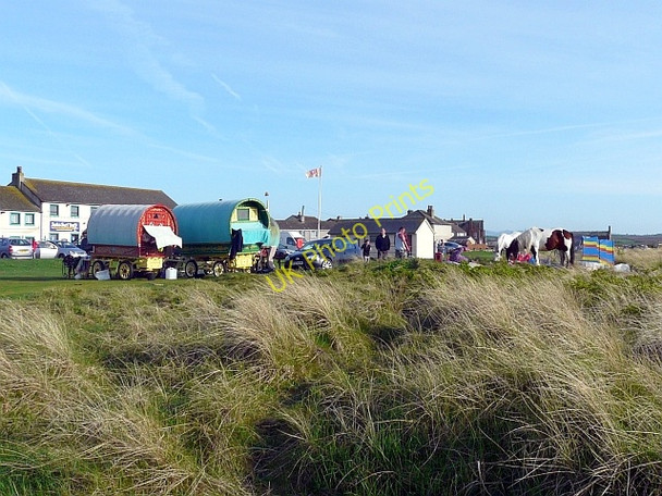 Photo 6"x4" Gypsy caravans on the green, Allonby Allonby c2011