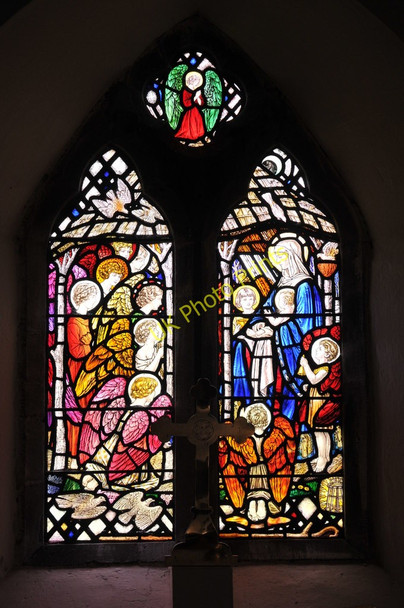 Photo 6"x4" Window in Wolvesnewton church. Wolvesnewton c2011