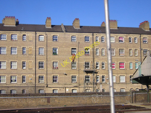 Photo 6"x4" Flats, seen from train leaving Victoria Westminster c2011