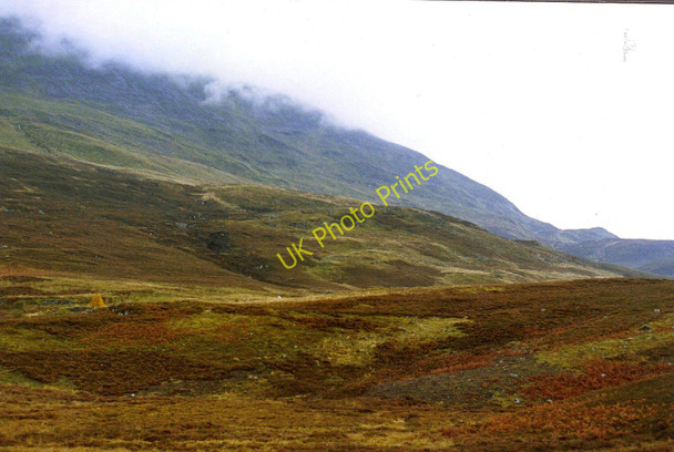 Photo 6"x4" The lower slopes of Meall Luaidhe (776 metres ASL) in the cloud above Glen Lyon Bridge of Balgie c1988