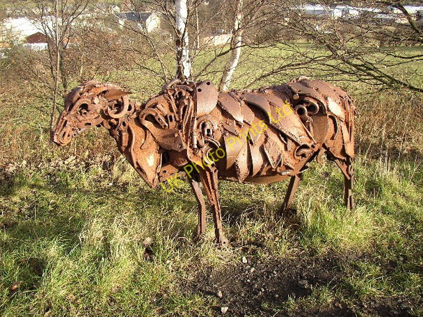 Photo 6"x4" Close-up of Scrap Metal Sheep, Spen Valley Greenway, Liversedge Cleckheaton c2006