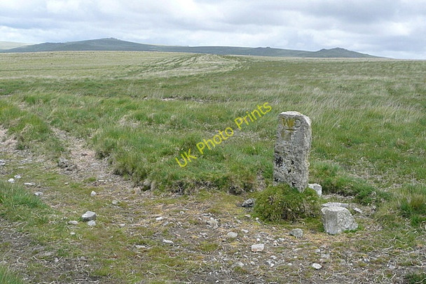 Photo 6"x4" Boundary stone on Kingsett Down Kingsett c2011