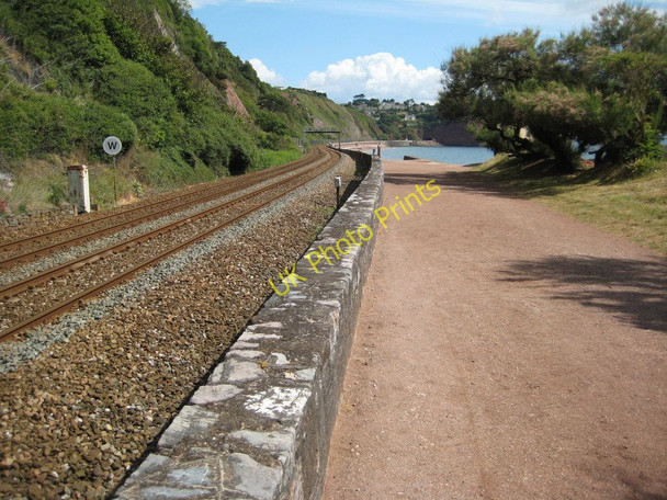 Photo 6"x4" Railway passing Sprey Point Teignmouth c2011