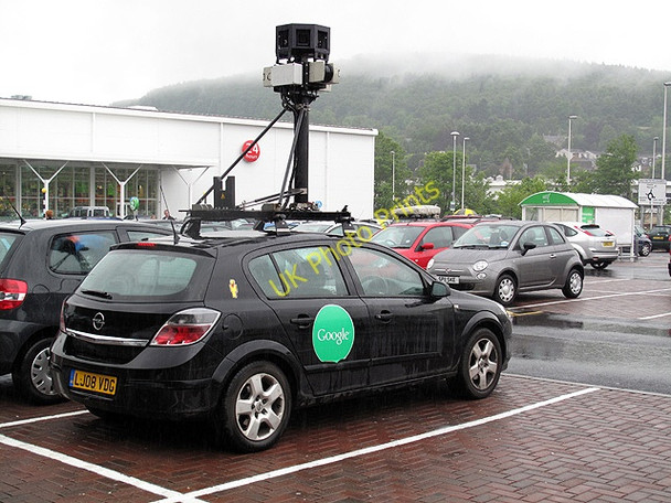 Photo 6"x4" A Google car at ASDA Galashiels c2011
