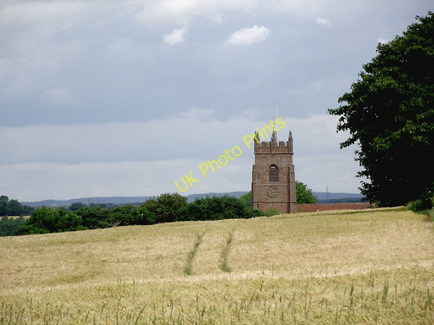 Photo 6"x4" Barley field with church tower by Claverley, Shropshire Beobridge c2011