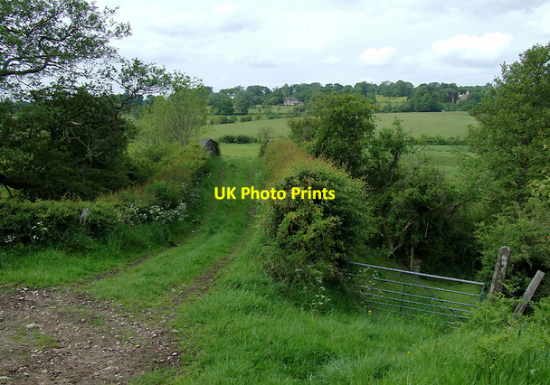 Photo 6"x4" Farmland, track  and railway bridge west of Denford, Staffordshire Denford\/SJ9553 c2011