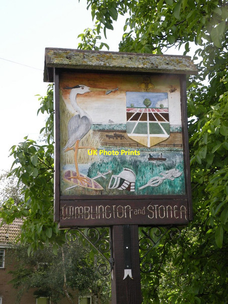 Photo 6"x4" Wimblington and Stonea Village Sign - west side Wimblington c2011