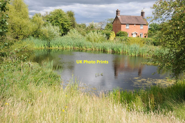 Photo 6"x4" Village pond and cottage, Crowle Crowle Green c2011