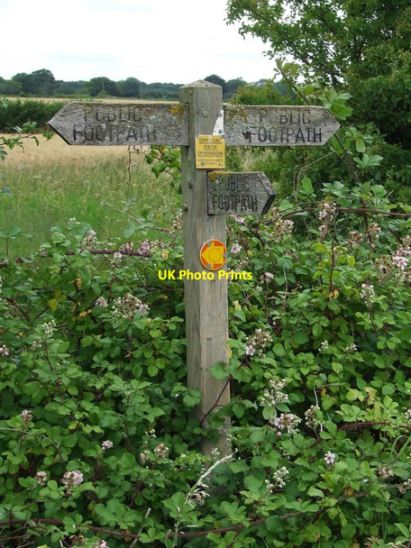Photo 6"x4" Footpath sign Kirtling Green c2011