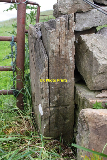 Photo 6"x4" Benchmark on gatepost on Church Lane Carperby\/SE0089 c2011