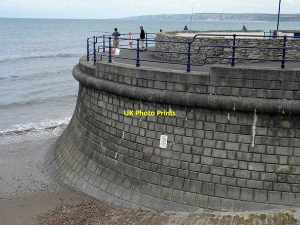Photo 6"x4" Fishing off Filey sea wall Filey c2011